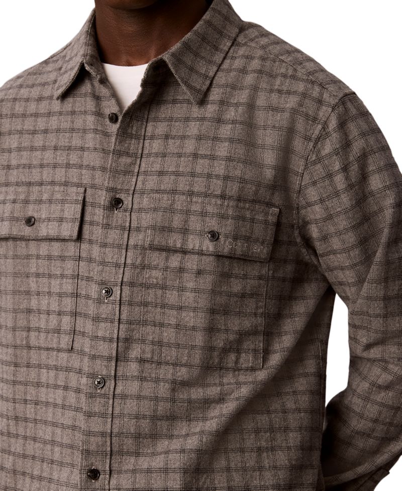 Men's Melange Flannel Classic-Fit Button-Down Shirt