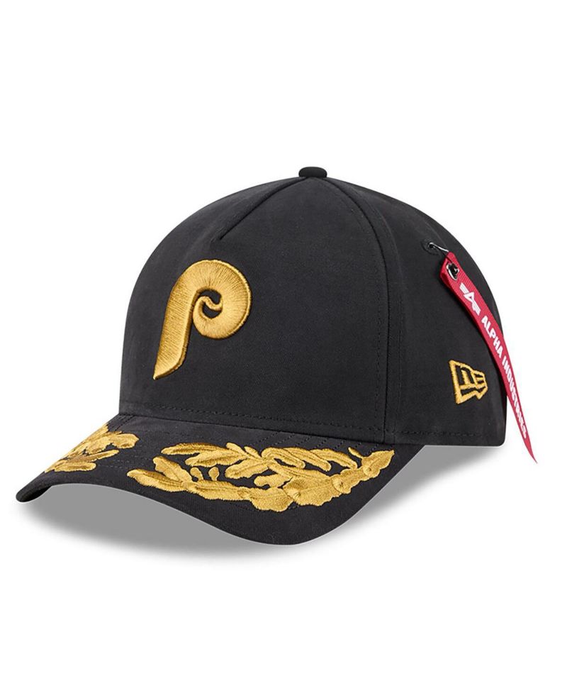 x Alpha Industries Men's Black Philadelphia Phillies A-Frame 9FORTY Adjustable Hat