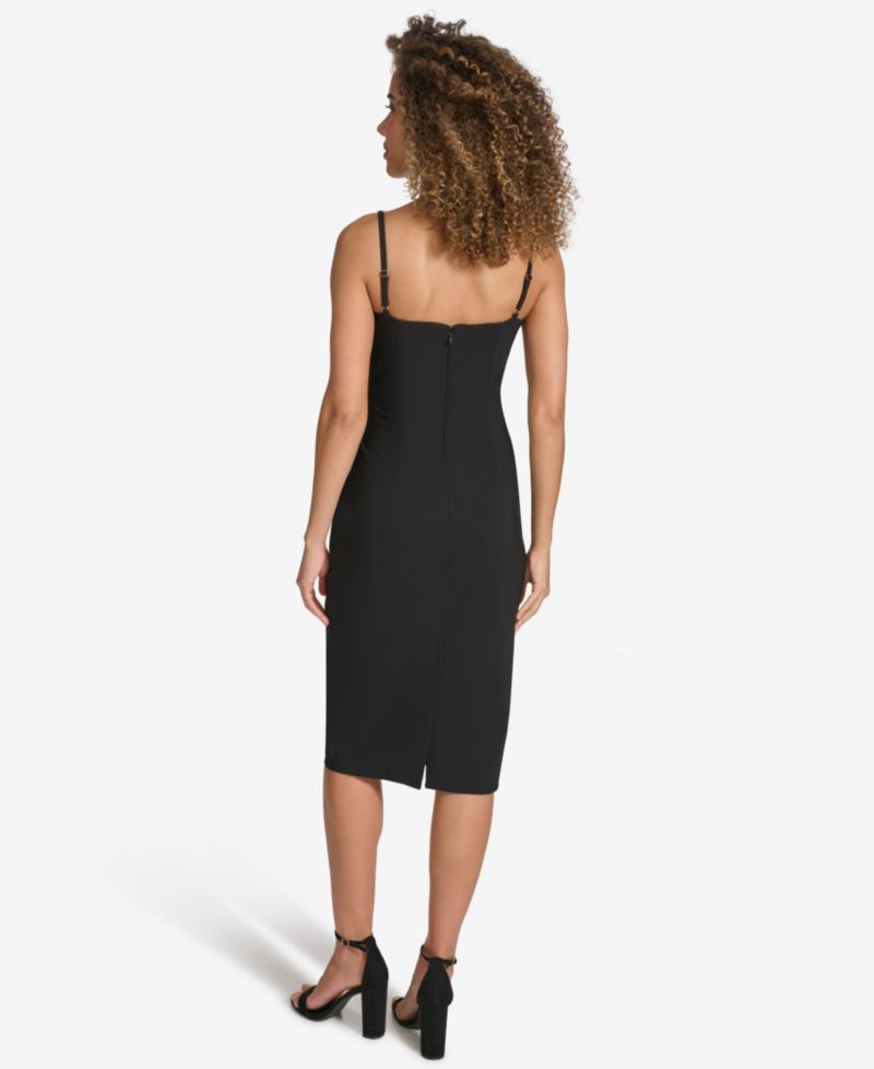 Women's Embellished-Strap Midi A-Line Dress