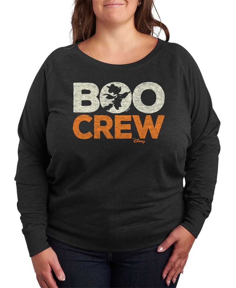 Plus Size Disney Halloween Minnie Mouse Boo Crew French Terry Long Sleeve T-Shirt