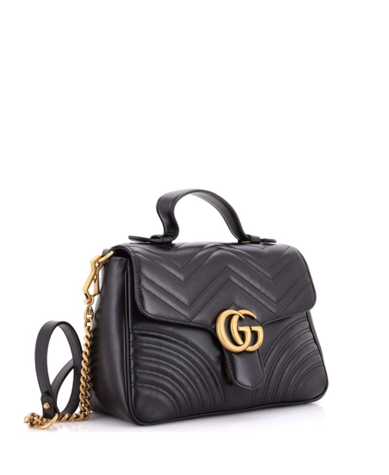Small GG Marmont Top Handle Flap Bag Matelasse Leather