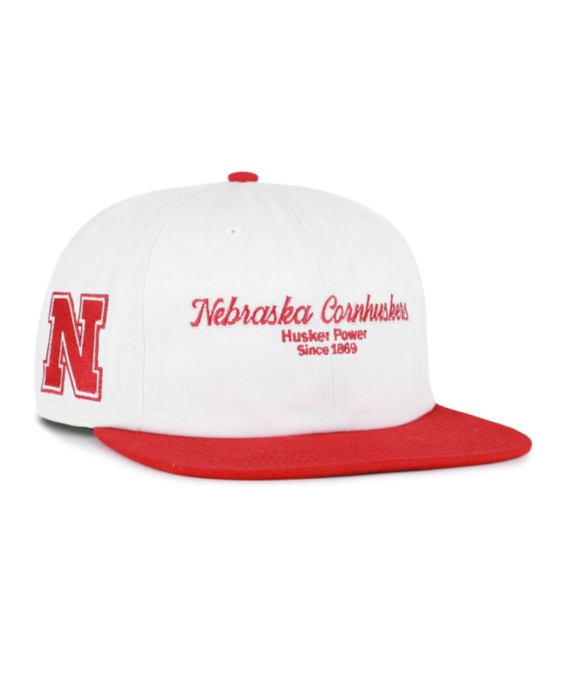 Men's '47 White/Scarlet Nebraska Huskers Script Stack Relaxed Captain Adjustable Hat