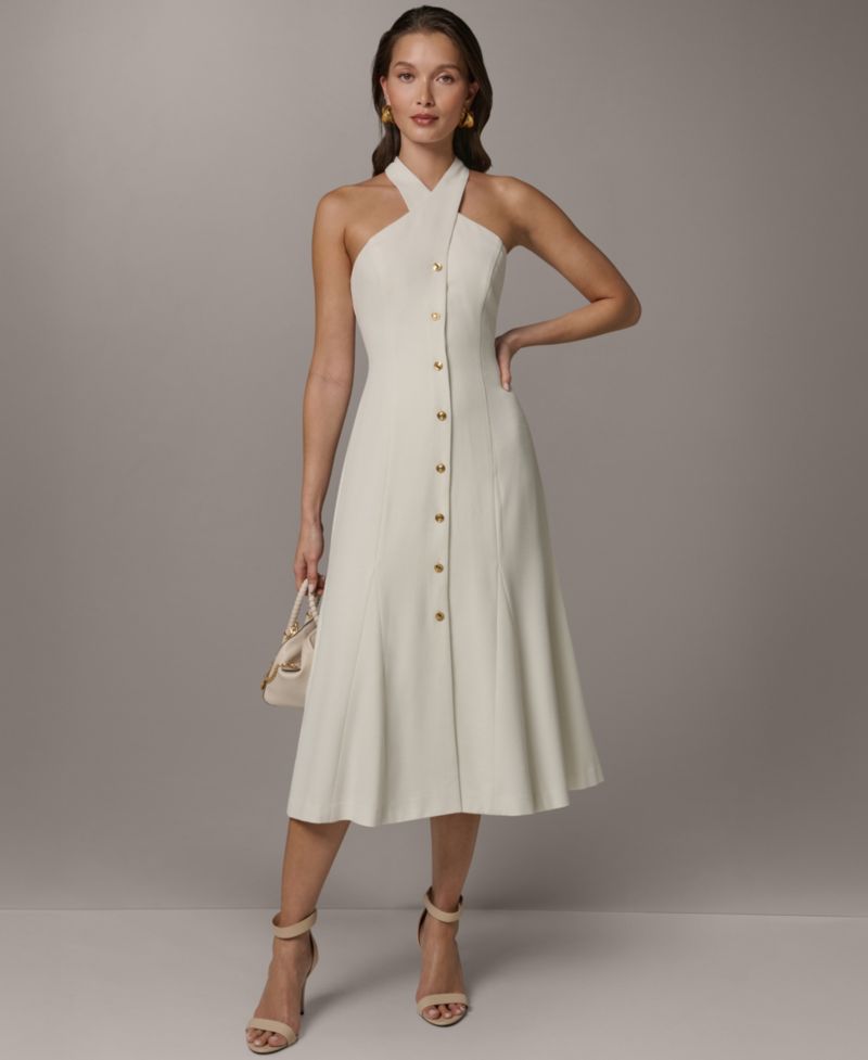 Women's Halter A-Line Sleeveless Midi Dress