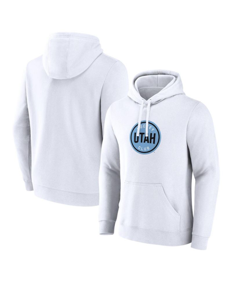 Men's White Utah Hockey Club Draft Logo Pullover Hoodie