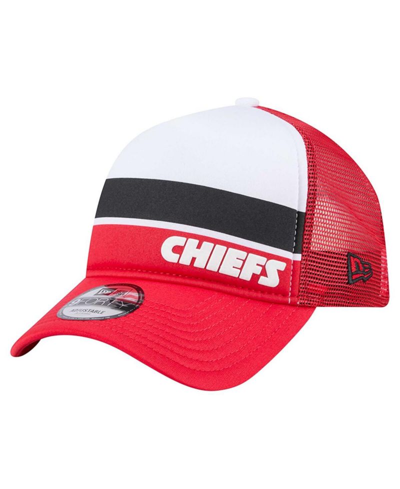 Men's White/Red Kansas City Chiefs Sport Night Color Block 9FORTY A-Frame Trucker Adjustable Hat