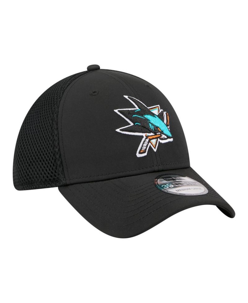 Men's Black San Jose Sharks Logo 39THIRTY Flex Hat