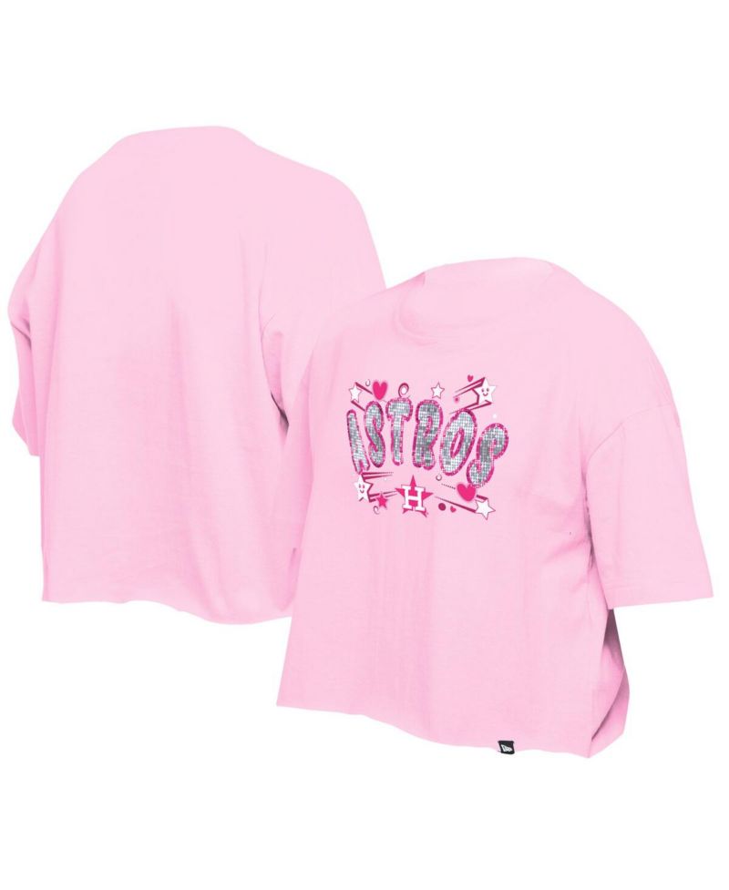Big Girls Light Pink Houston Astros Flip Sequin Team T-Shirt