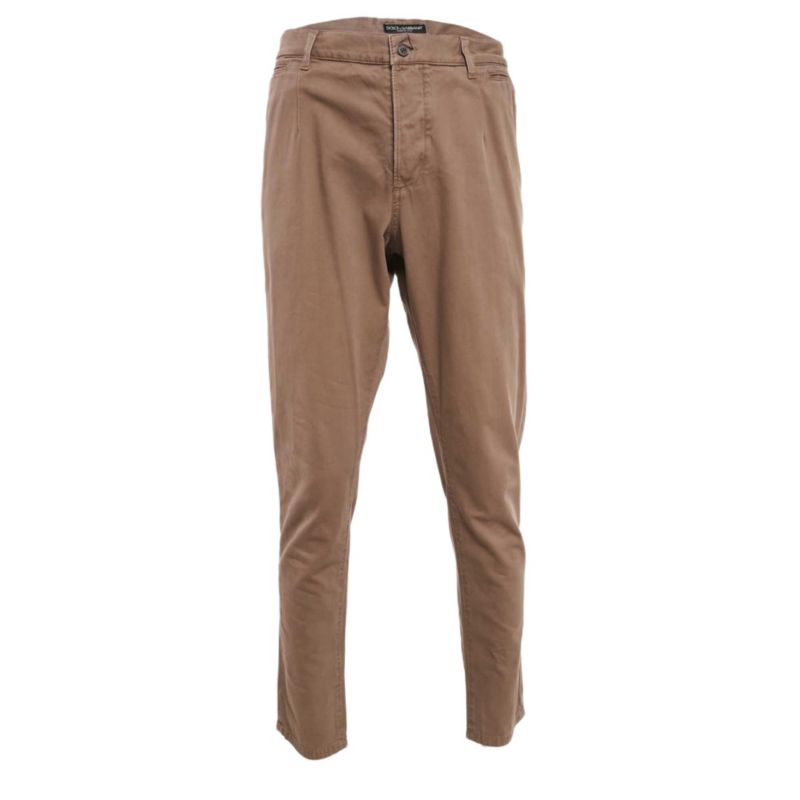 Men's Brown Herringbone Cotton Pants