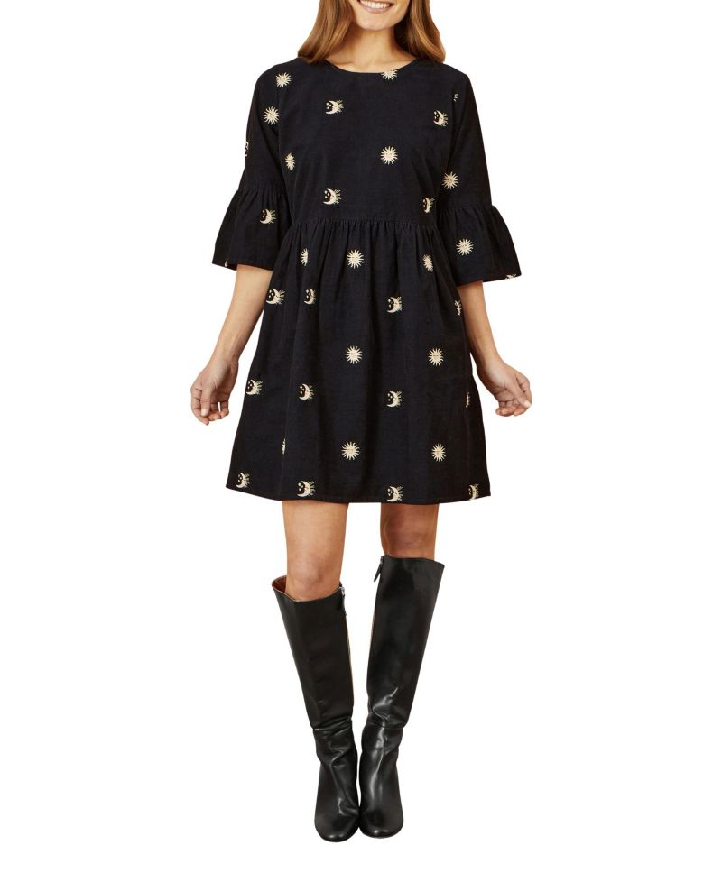 Women's Cosmic Embroidered Cord Mini Dress