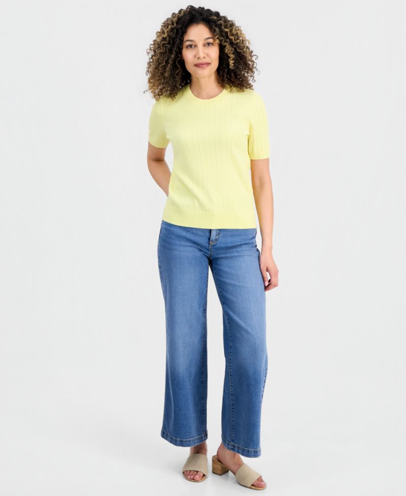 Petite Fine Gauge Rib Crewneck Sweater