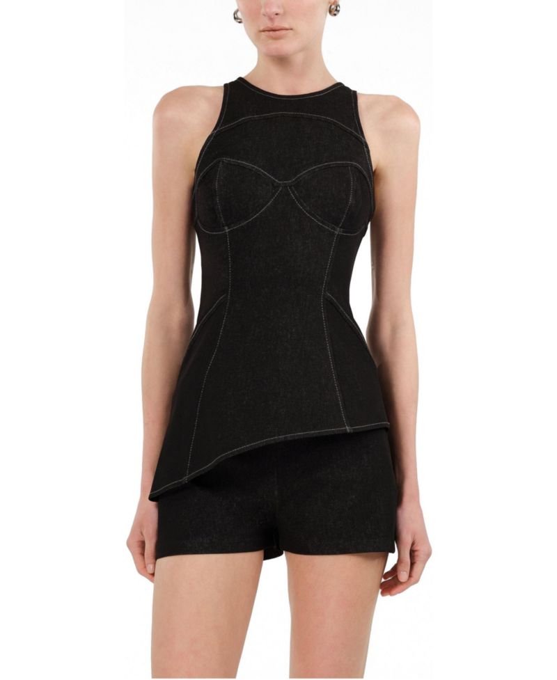 Women's Halter Neck Denim Bustier Top