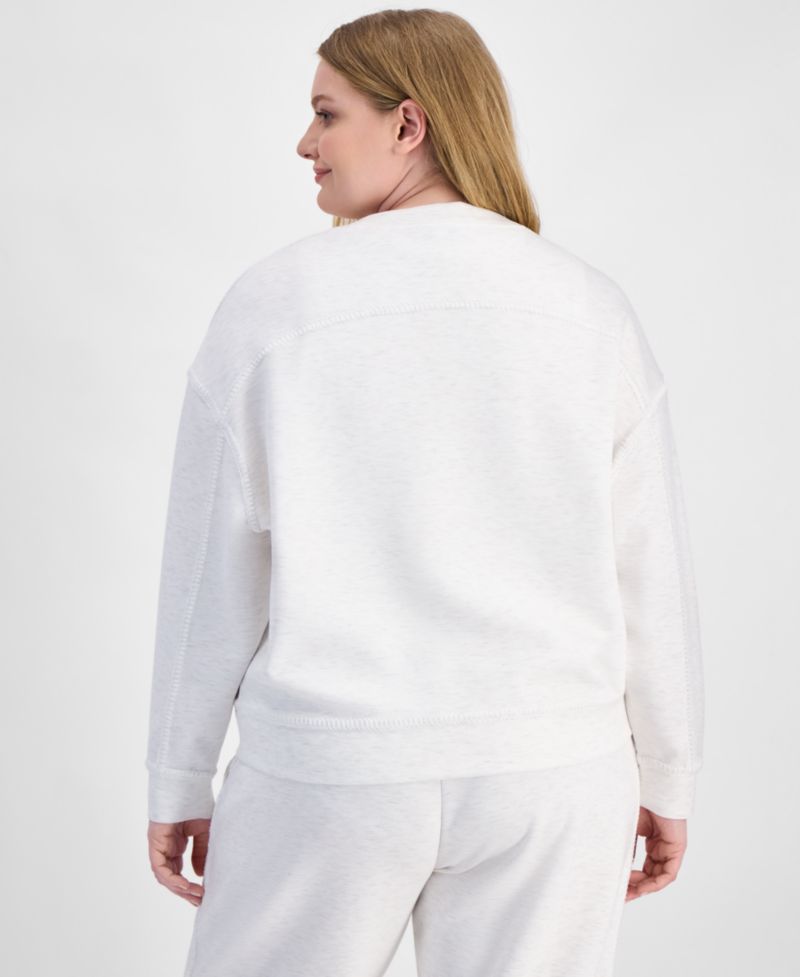 Trendy Plus Size Whipstitch Long-Sleeve Sweatshirt