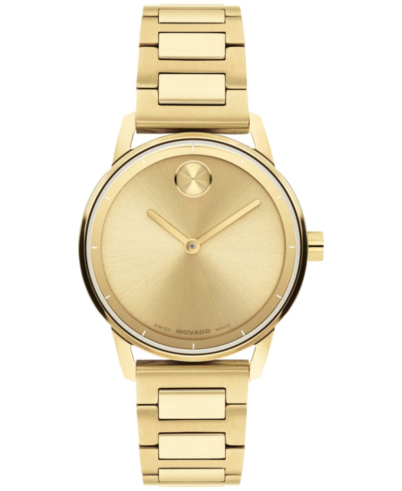 Women's Bold Echo Swiss Quartz Ionic Plated Light Yellow Gold Steel Watch 30mm