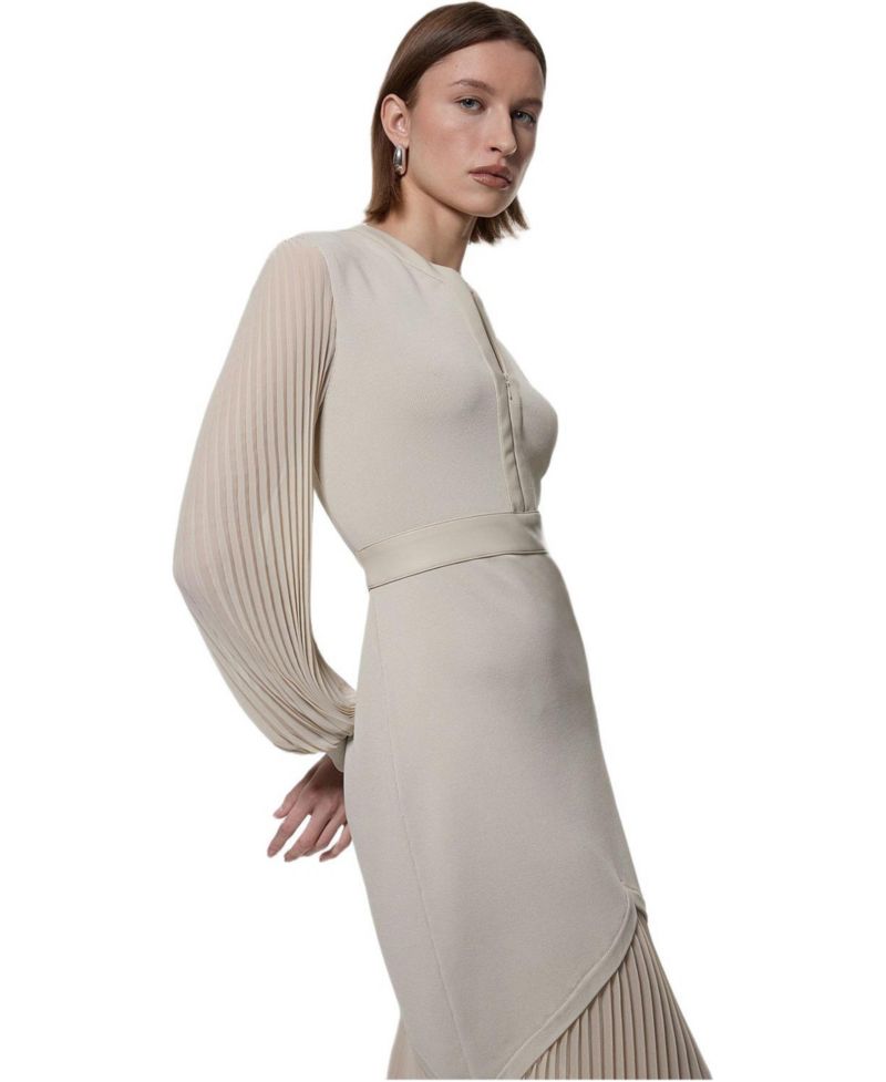 Women's Woven Sleeved Pleated Dress