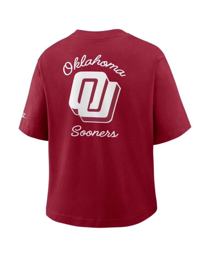 Women's Crimson Oklahoma Sooners Legacy Pocket Boxy T-Shirt