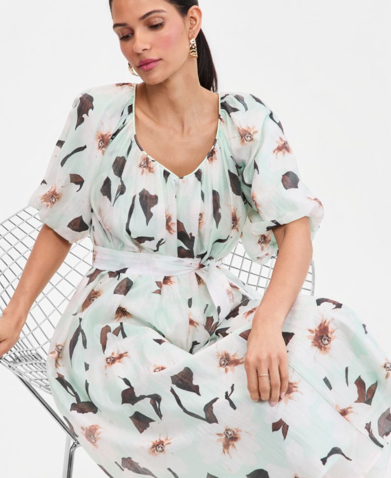 Women's Puff-Sleeve Midi Dress