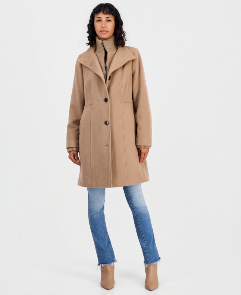 Women's Knit Bibbed Walker Coat