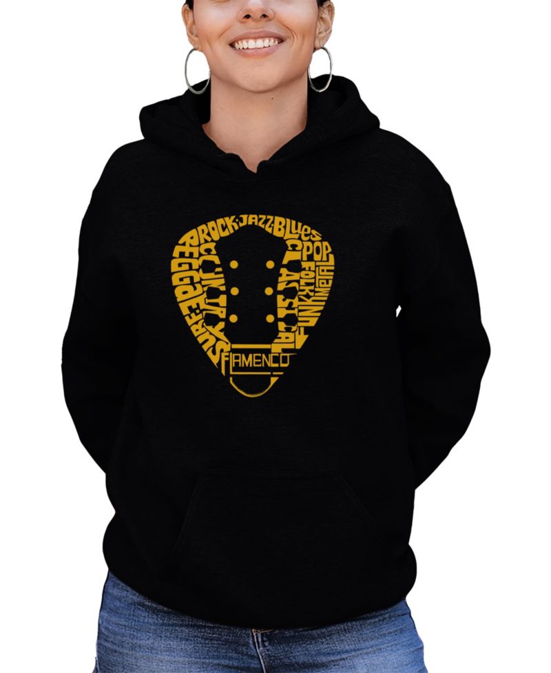 Women's Guitar Pick Genres Word Art Hooded Sweatshirt