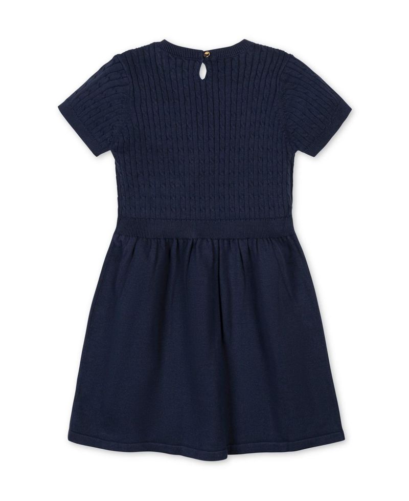Little and Big Girls (6 - 12) Organic Short Sleeve Cable Sweater Dress