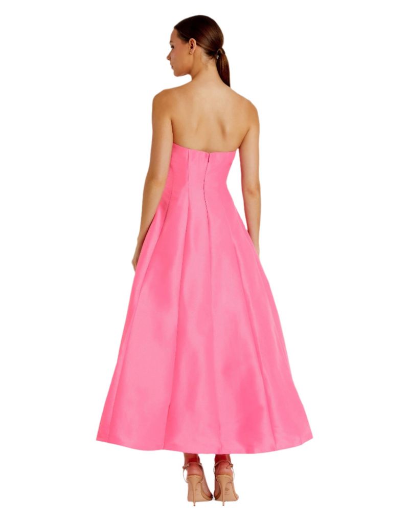 Women's Strapless Bow Tea Length Dress