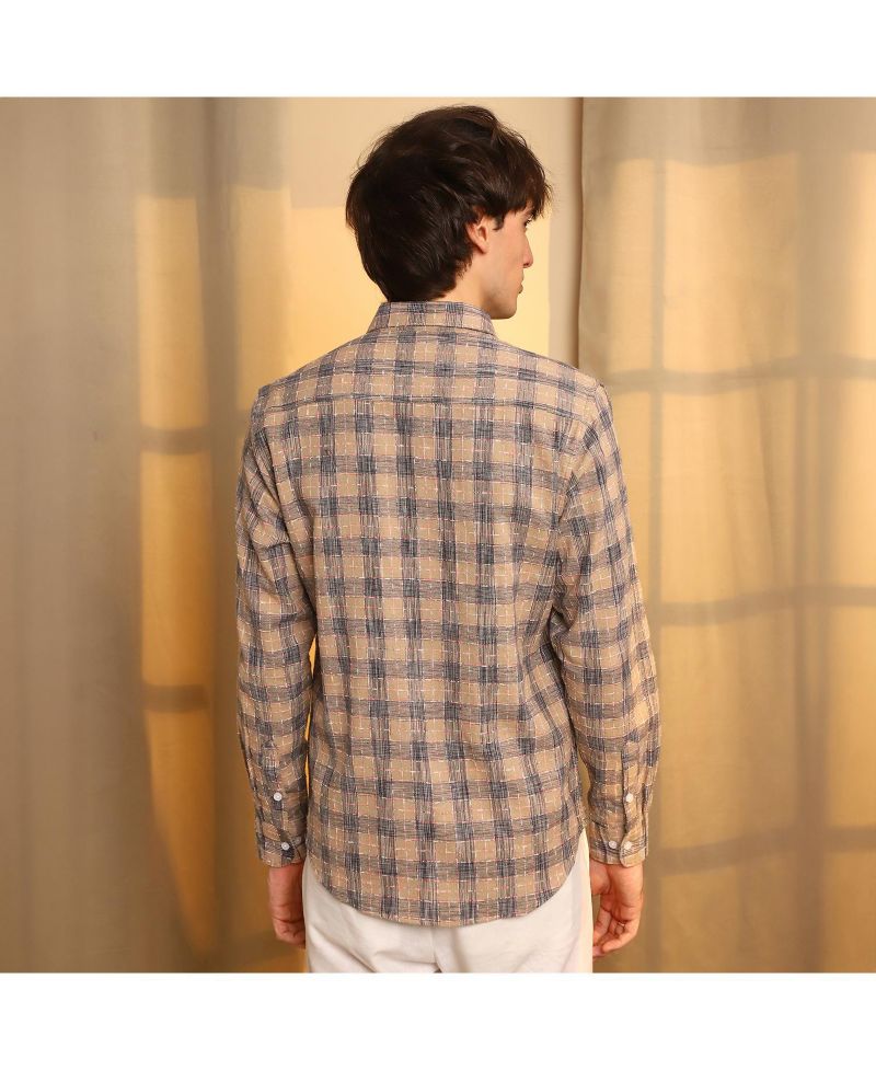 Men's Saltbox Beige Heathered-Buffalo Check Shirt