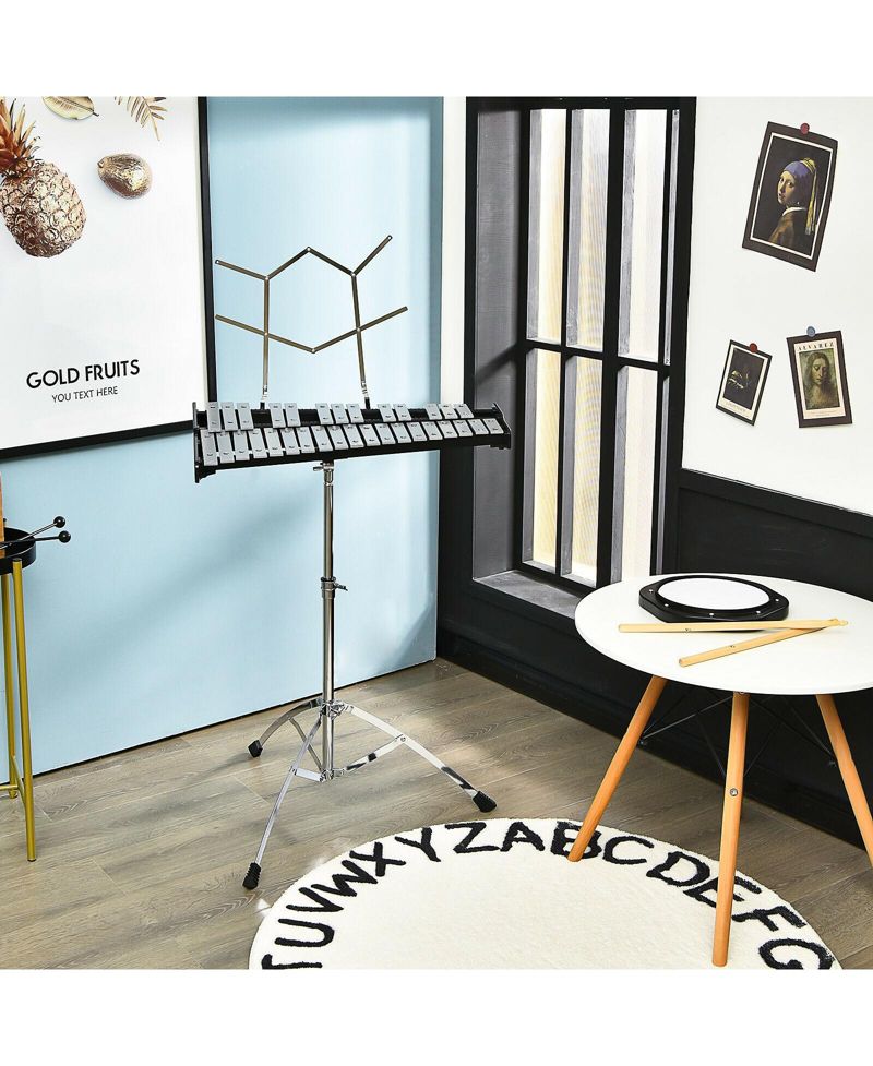 32-Note Glockenspiel Xylophone Percussion Bell Kit with Adjustable Stand