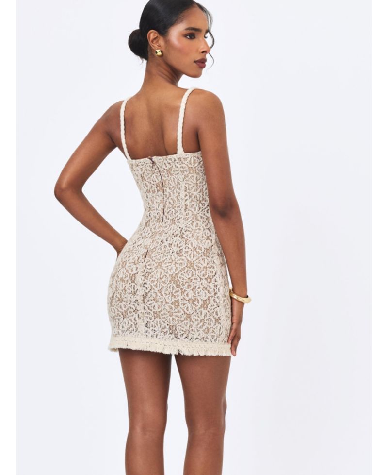 Women's Taliyah Braided-Strap Chunky-Lace Sweetheart Mini Dress