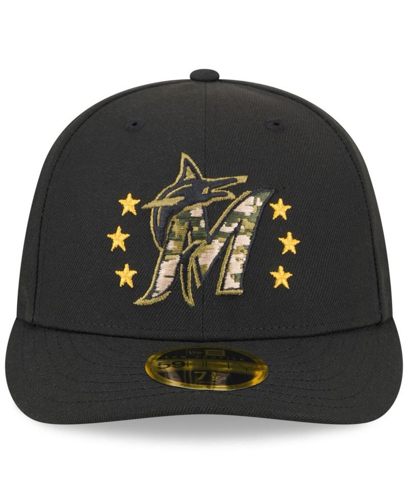 Men's Black Miami Marlins 2024 Armed Forces Day Low Profile 59FIFTY Fitted Hat
