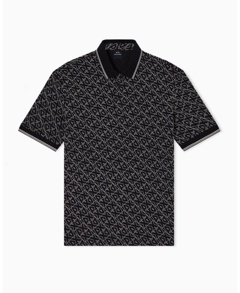 Men's Allover Logo Collar Tipping Polo Shirt