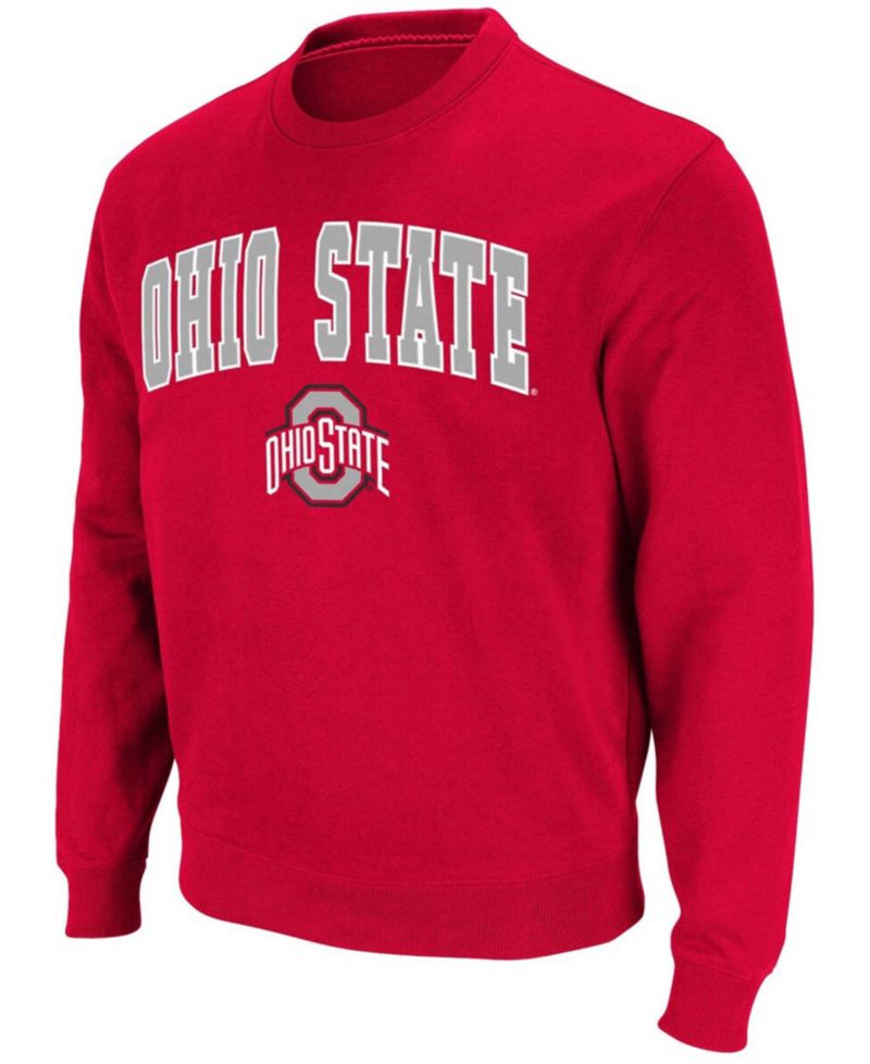 Men's Ohio State Buckeyes Team Arch Logo Tackle Twill Pullover Sweatshirt