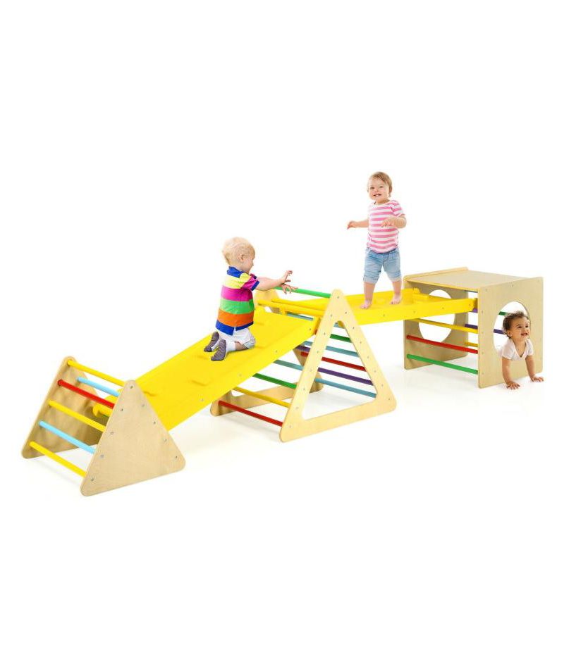 Toddler 5 in 1 Triangle Climber Play Gym Set with 2 Ramps