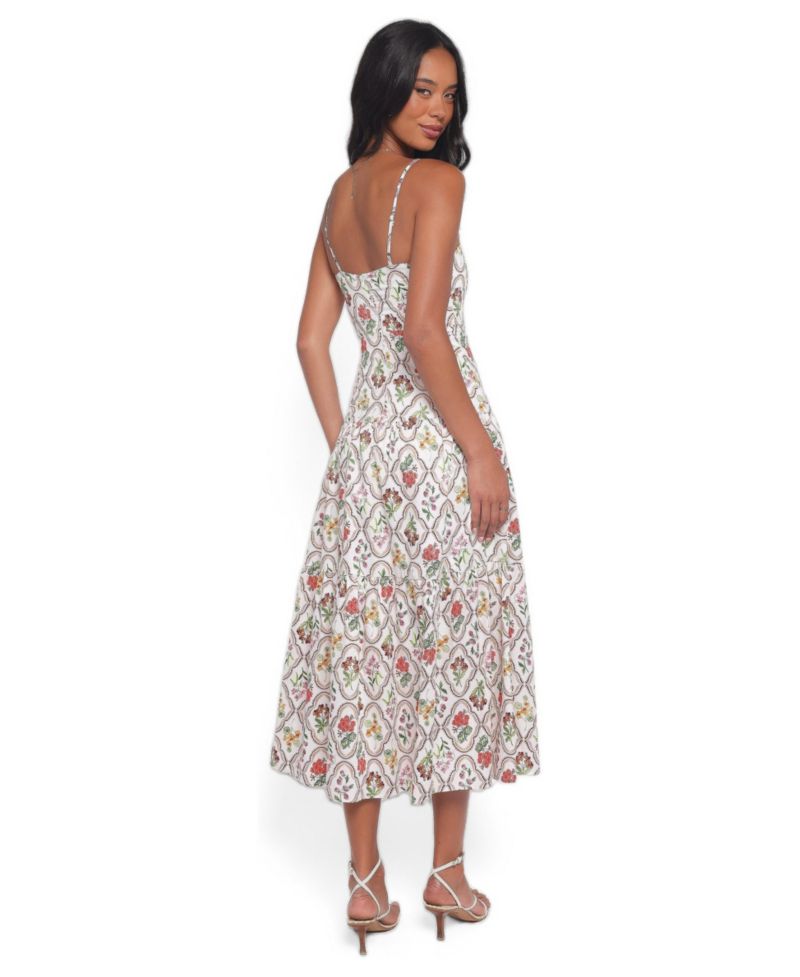 Women's Botanique Floral-Print A-Line Square Neck Midi Dress