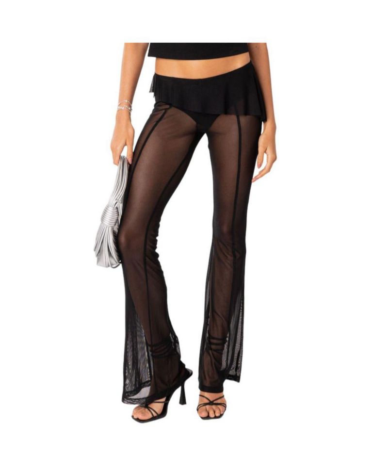 Women's Carsen Ruffle Sheer Mesh Pants