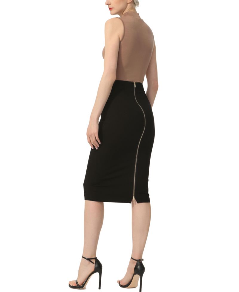 Women's Exposed Back Zip Pencil Skirt