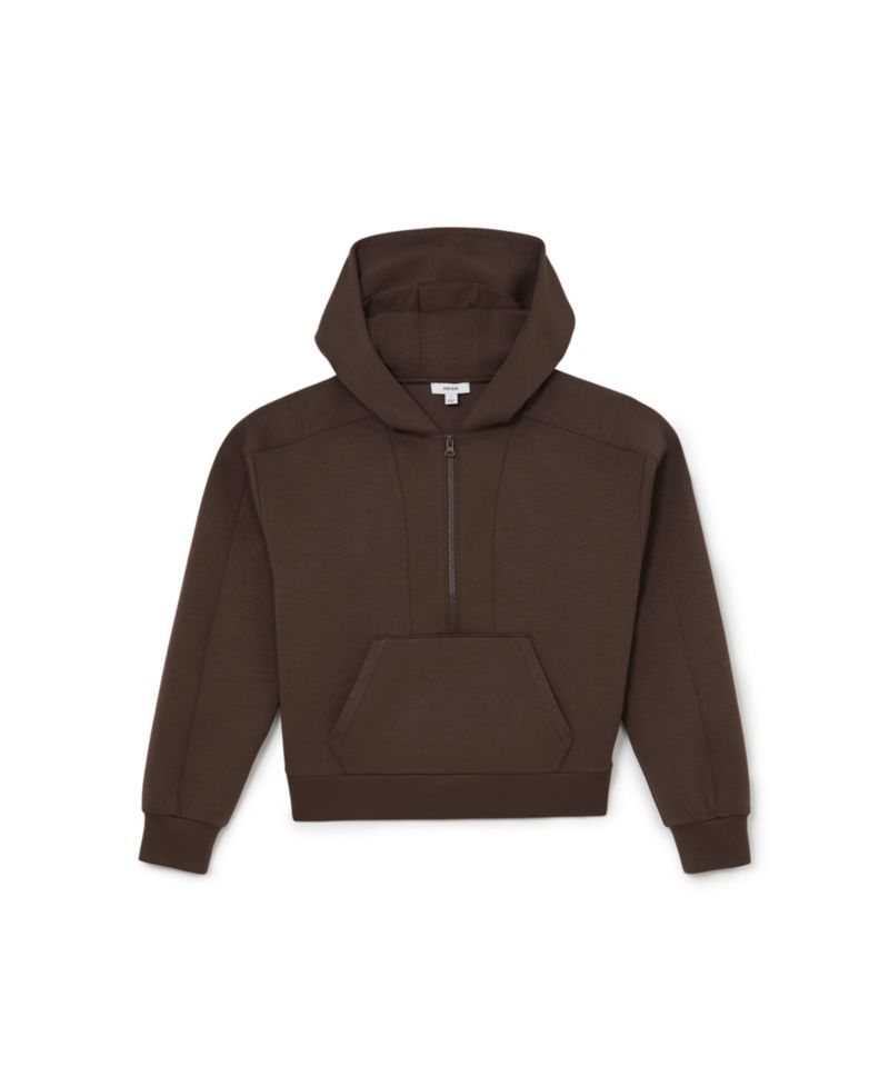 Women's Lockie Premium-Interlock Half-Zip Kangaroo-Pocket Hoodie