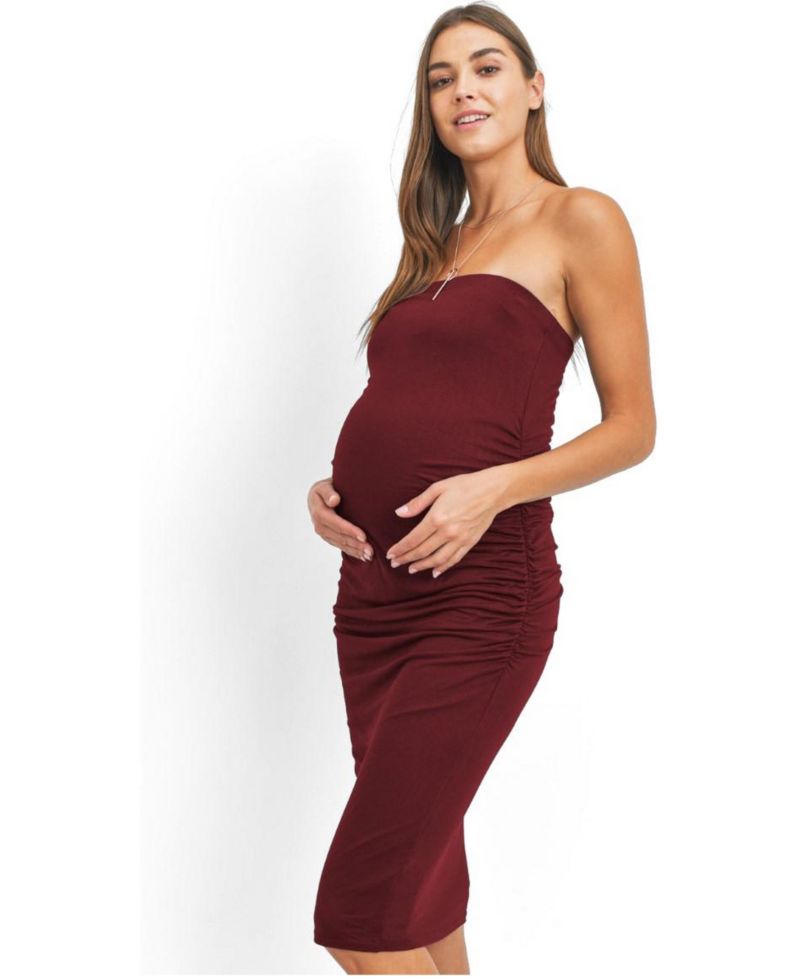Women's Ruched Strapless Bodycon Dress
