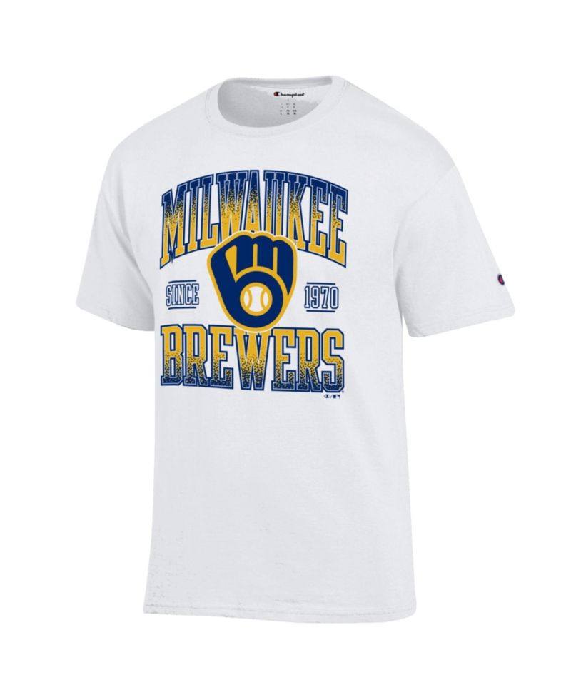 Men's White Milwaukee Brewers Team Name T-Shirt