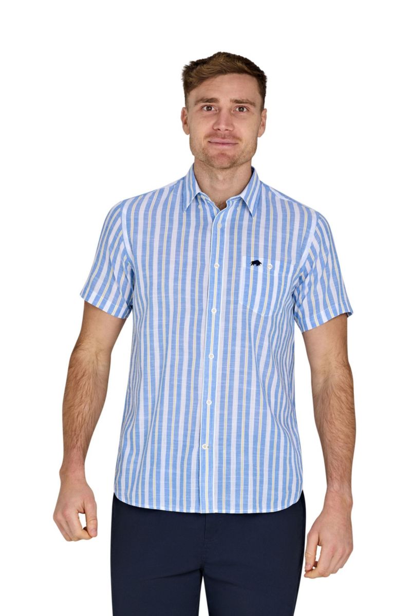 Men's Short Sleeve Cotton Linen Look Shirt