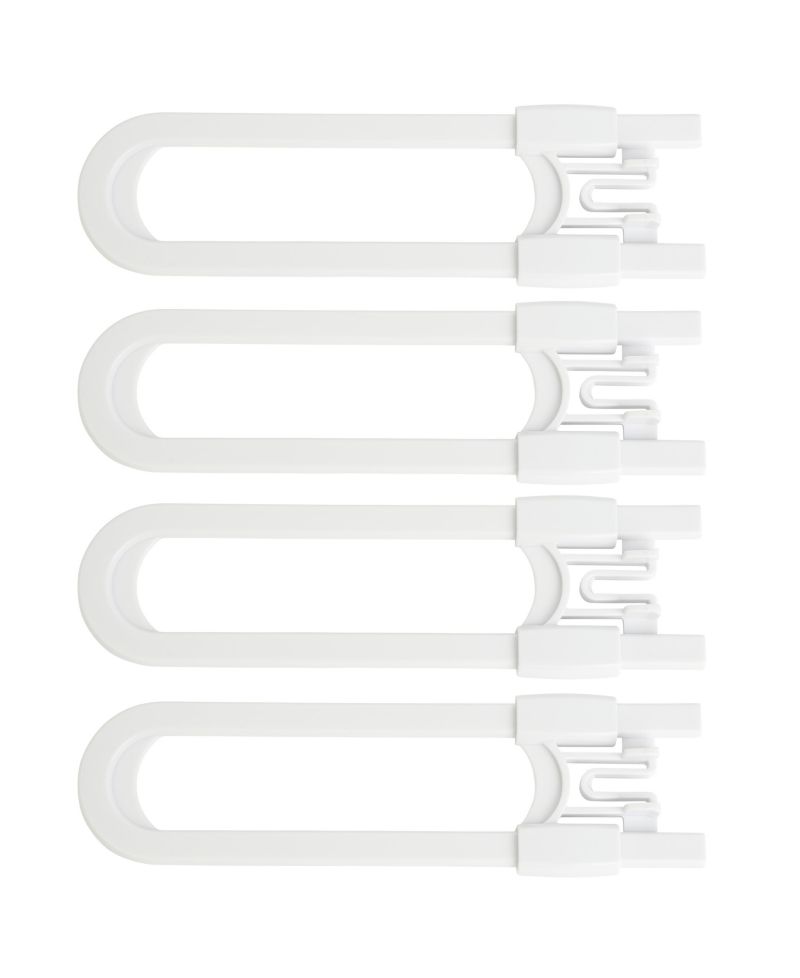 Toddler Sliding Cabinet Locks, U Shape, for Knobs, Handles, Doors - Baby Safety Set - 4 Pack