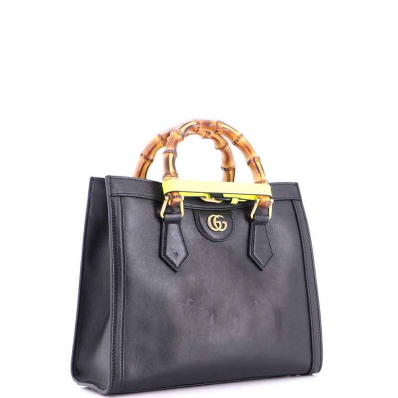 Small Diana NM Bamboo Handle Tote Leather