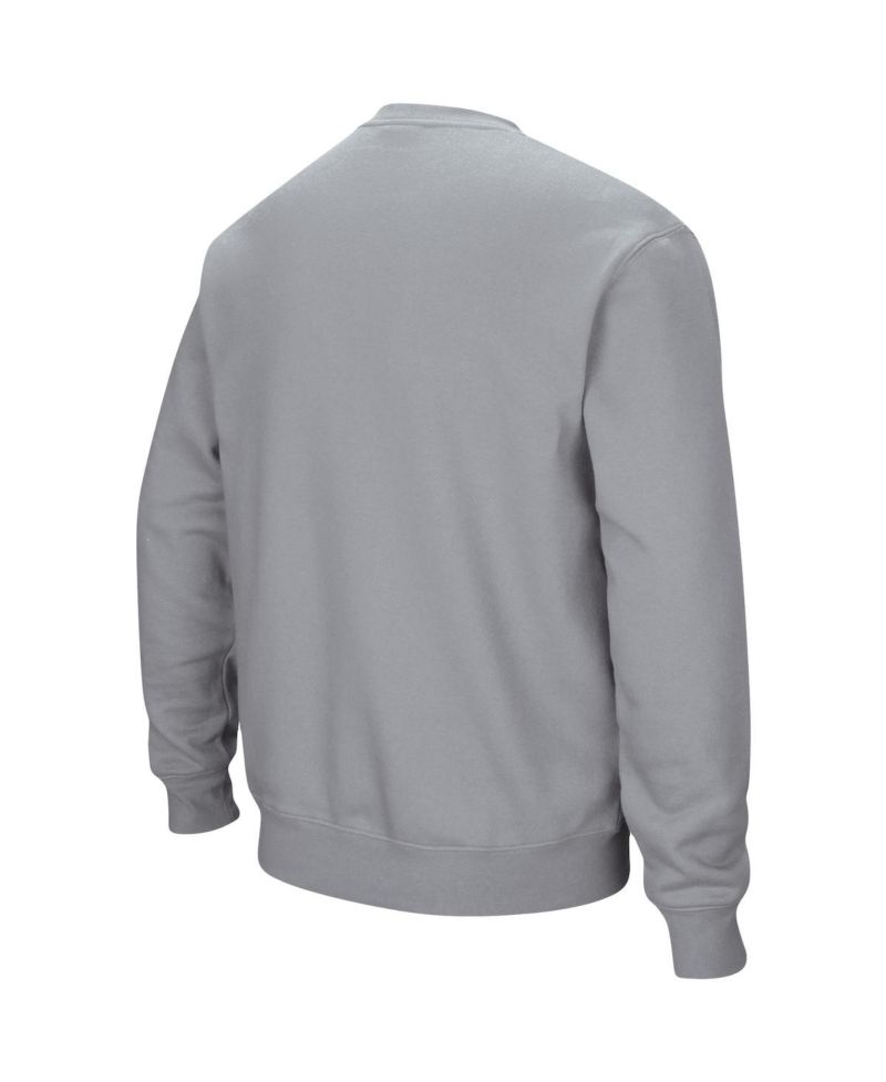 Men's Heathered Gray Brown Bears Arch Logo Tackle Twill Pullover Sweatshirt
