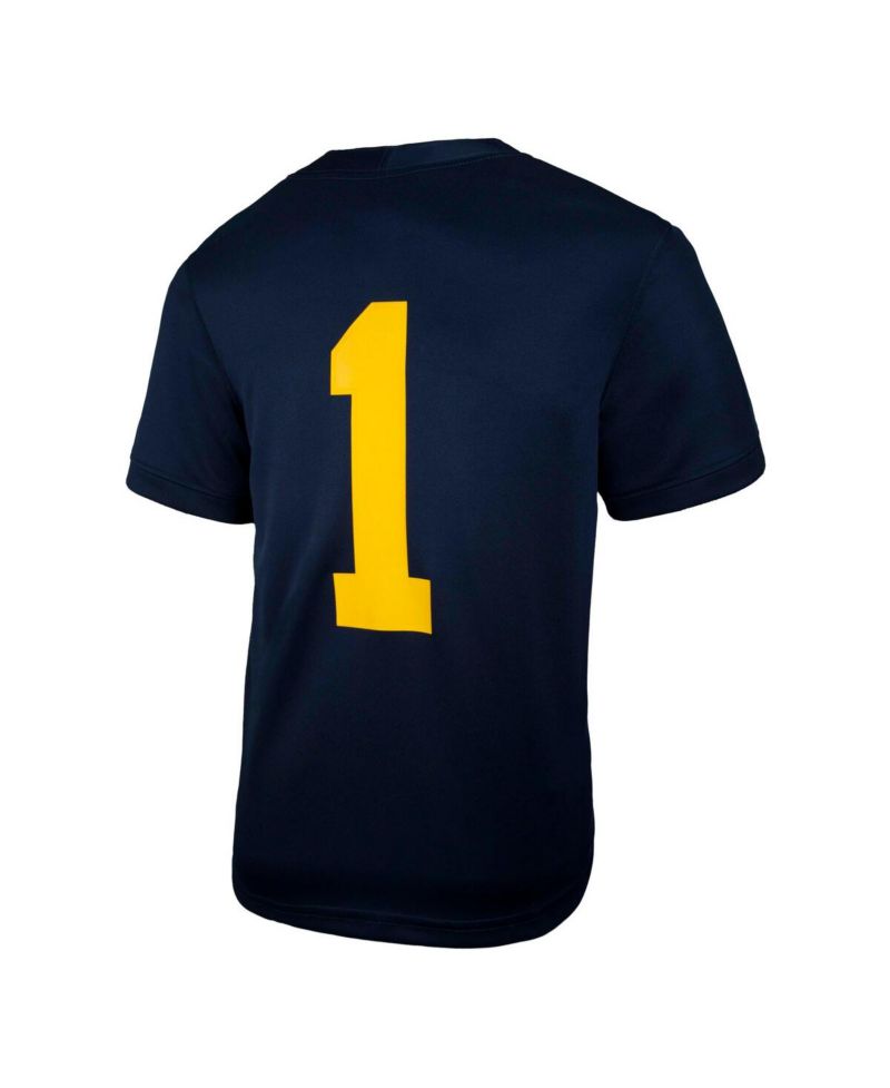 Big Boys and Girls Jordan 1 Navy Michigan Wolverines Untouchable Replica Game Jersey