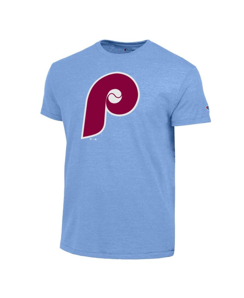 Men's Light Blue Philadelphia Phillies Cooperstown Logo Tri-Blend T-Shirt