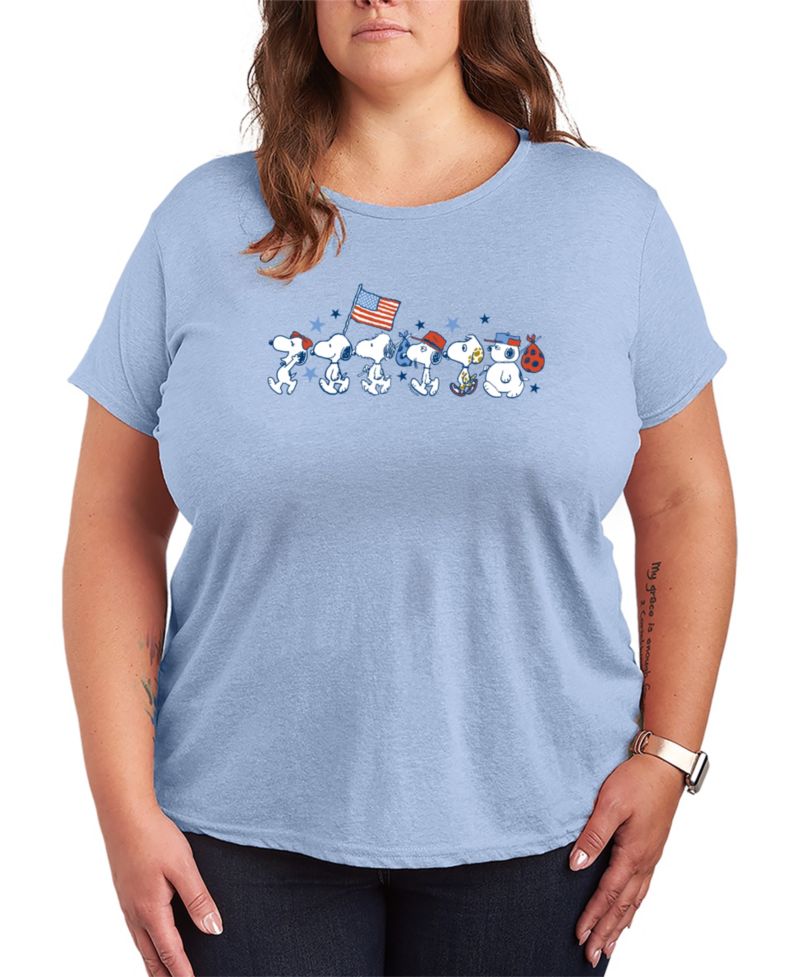Plus Size Peanuts Snoopy Sibs Americana Short-Sleeve Graphic T-Shirt