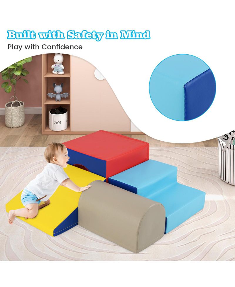 Kids Climb and Crawl Activity Playset Blocks w/ Waterproof PU Cover EPE Foam