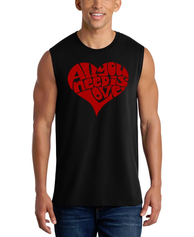 Men's All You Need Is Love Word Art Crewneck Tank Top