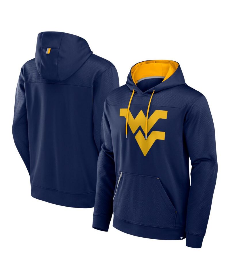 Men's Navy West Virginia Mountaineers Defender Dot Faded Primary Pullover Hoodie