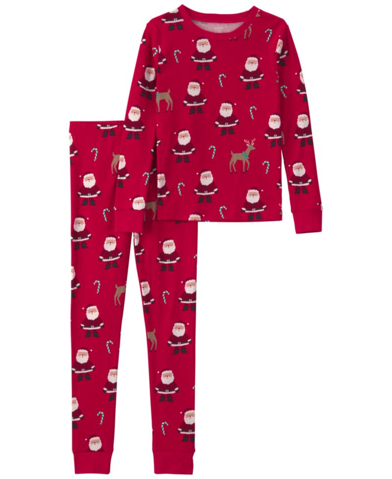 Boys' and Girls' Christmas Snug-Fit Long-Sleeve Top and Pants, 2-Piece Set