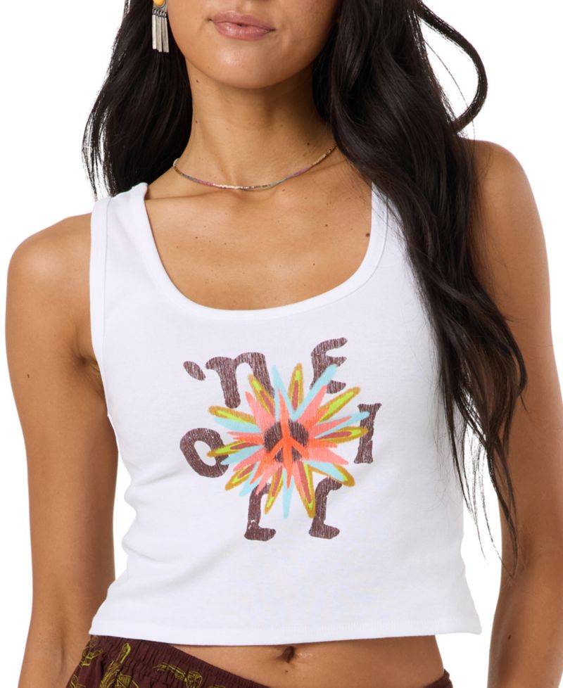 Women's Asterisk Ribbed Cropped Scoop Neck Tank Top