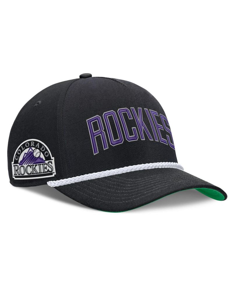 Men's Black Colorado Rockies Cooperstown Collection Rise Adjustable Hat